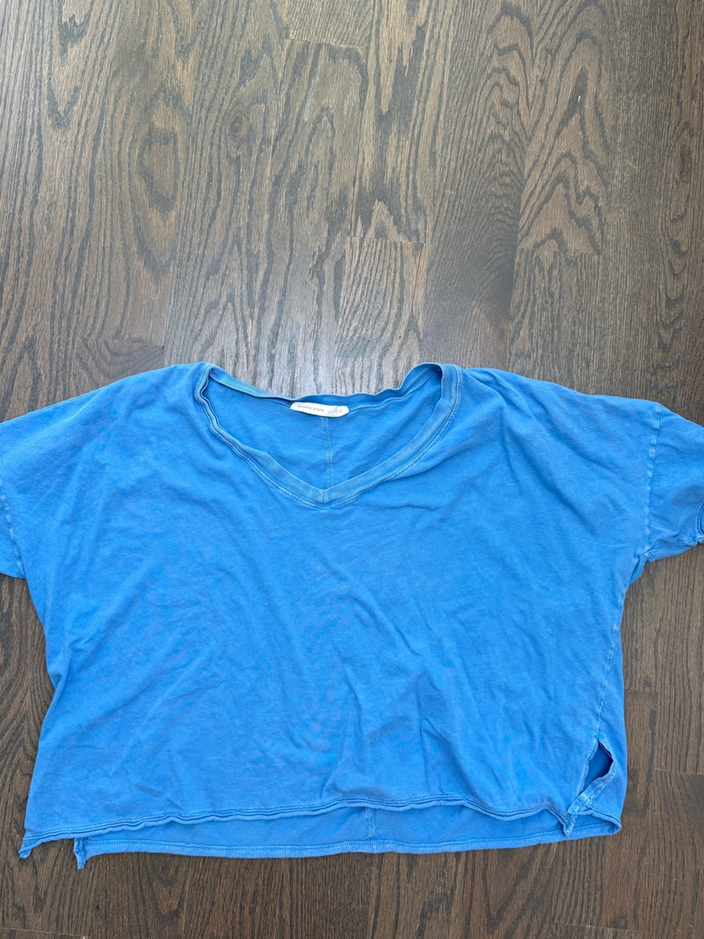 Altar'd State Blue V-Neck Cropped Tee